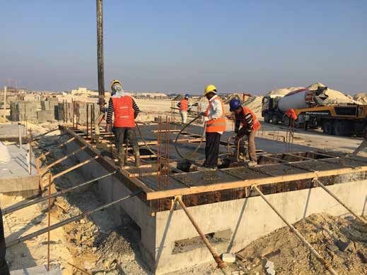 Construction team working on a building structure